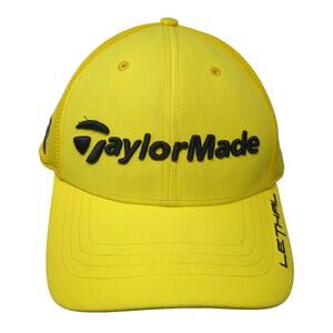 TaylorMade Lethal Fitted Hat Yellow XL Embroidered Spell Out A-Flex
